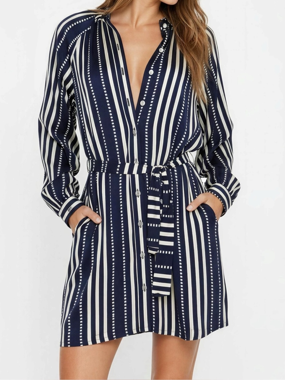 LEMLEM Meaza Button Up Mini Dress, Eshe Navy, Small